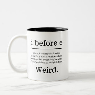 Tasse 2 Couleurs "j'avant e" excepté, amant de grammaire