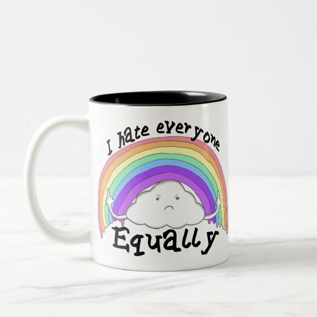 Tasse 2 Couleurs Je déteste chacun également (Gauche)