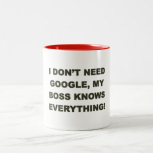 Tasse 2 Couleurs Je n'ai pas besoin de google que mon patron sait