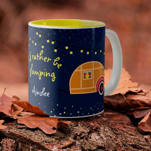 Tasse 2 Couleurs Je préférerais être glamping nom personnalisé
