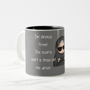 Tasse 2 Couleurs Je suis enfin libre ! La partie terrifiante est la