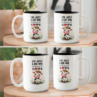 Tasse 2 Couleurs Je suis juste une fille qui aime les vaches 325ml 