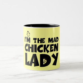 Tasse 2 Couleurs Je suis la dame folle de poulet