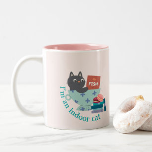 Tasse 2 Couleurs Je suis un chat intérieur drôle