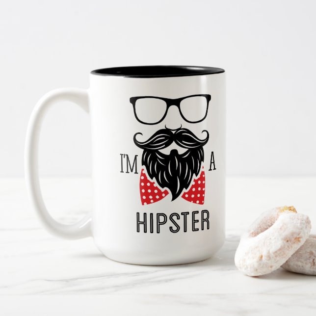 Tasse 2 Couleurs Je suis un Hipster (Avec donut)