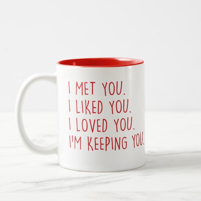 Tasse 2 Couleurs Je T'Ai Rencontré, Je T'Aimais, Je T'Aime. (Gauche)