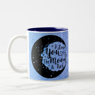 Tasse 2 Couleurs Je t'aime à la lune et au fond - Aquarelle
