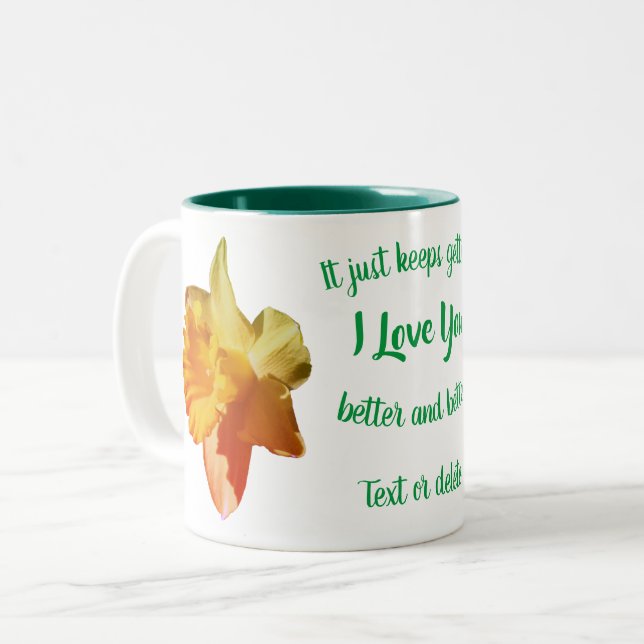 Tasse 2 Couleurs Je t'aime Daffodil Fleur Personnalisée (Devant gauche)