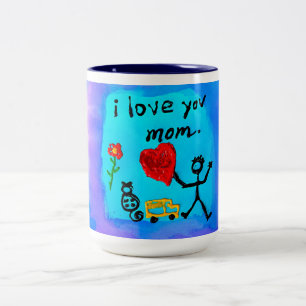 Tasse 2 Couleurs Je t'aime maman