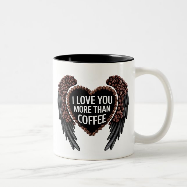 Tasse 2 Couleurs je t'aime plus que du café (Droit)