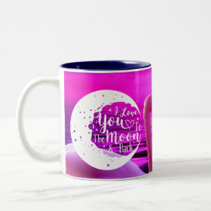 Tasse 2 Couleurs Je t'aime sur la lune et de retour -