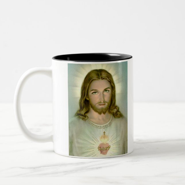 Tasse 2 Couleurs Jésus, QUE JÉSUS FERAIT-IL ? (Gauche)