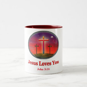 Tasse 2 Couleurs jésus t'aime