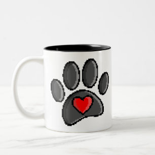 Tasse 2 Couleurs Jeu vidéo Retro 80s 8 bits Pixel Art Chien Paw