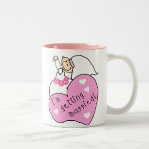 Tasse 2 Couleurs Jeune mariée et coeur que je me marie