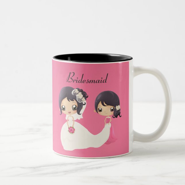 Tasse 2 Couleurs Jeune mariée et domestique d'honneur (Droit)