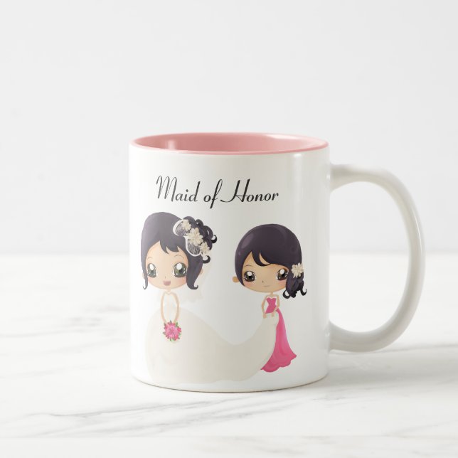 Tasse 2 Couleurs Jeune mariée et domestique d'honneur (Droit)