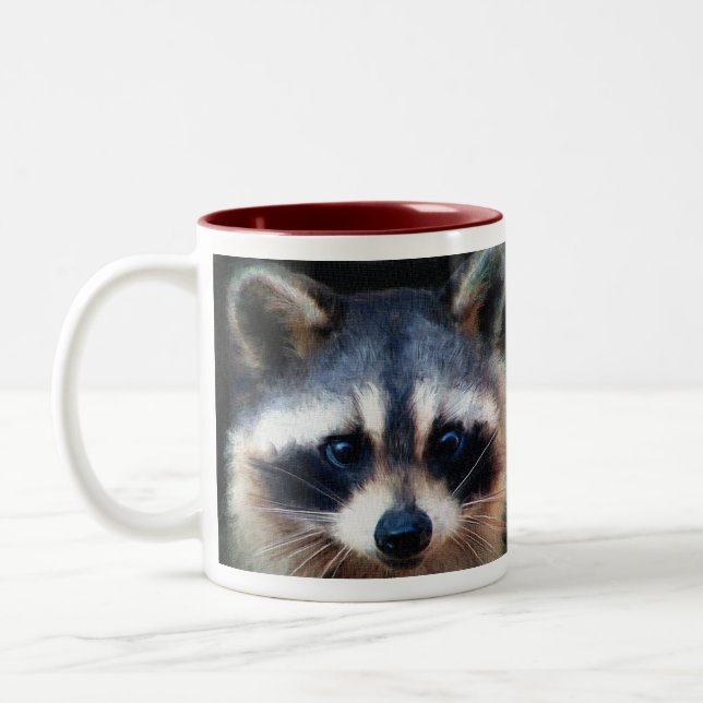 Tasse 2 Couleurs "Jeune portrait de raton laveur " (Gauche)
