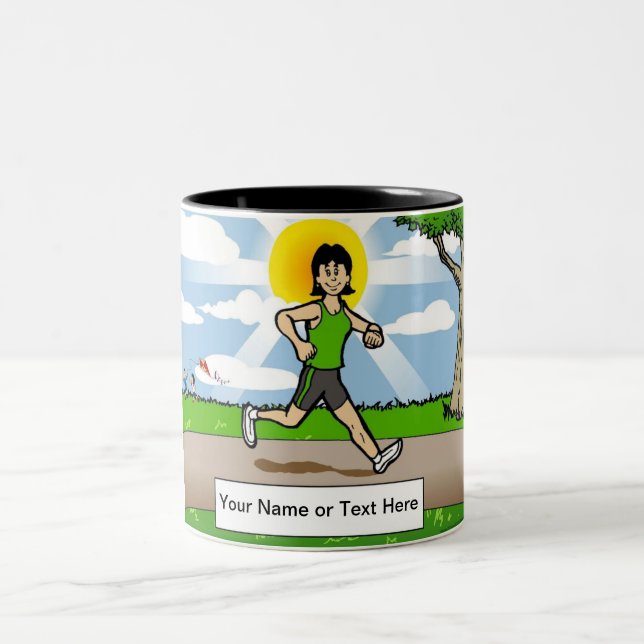 Tasse 2 Couleurs Jogger, coureur - Dessin féminin (Centre)