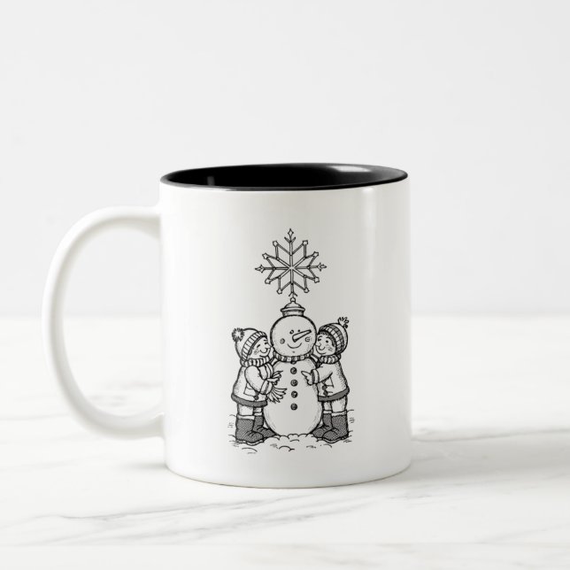 Tasse 2 Couleurs Joie du bonhomme de neige (Gauche)