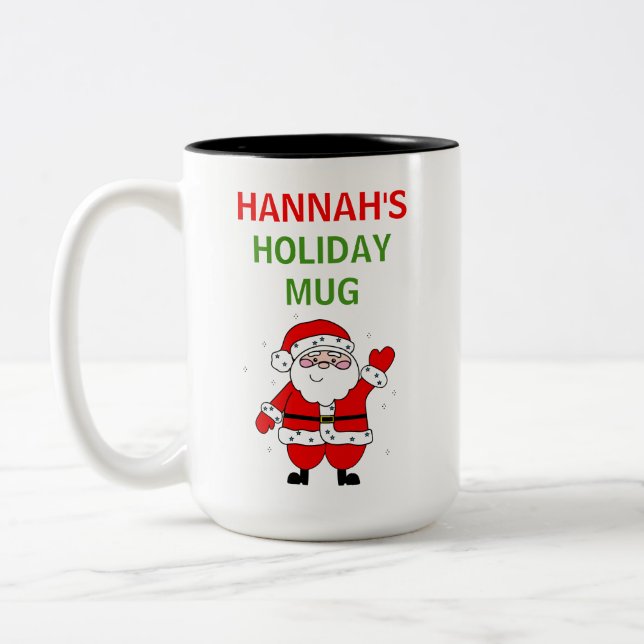 Tasse 2 Couleurs Joli Cartoon Père Noël Noël (Gauche)