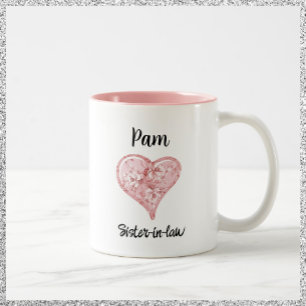 Tasse 2 Couleurs Joli Coeur Rose Fleurs Soeur En Droit