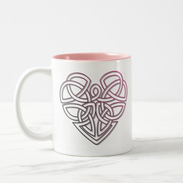 Tasse 2 Couleurs Joli design de coeur celtique (Gauche)