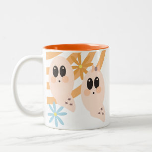 Tasse 2 Couleurs Joli fantôme et lutin rétro funky floral