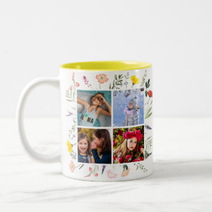 Tasse 2 Couleurs Joli Fleur sauvage 4 Photo personnalisée Mère s Da
