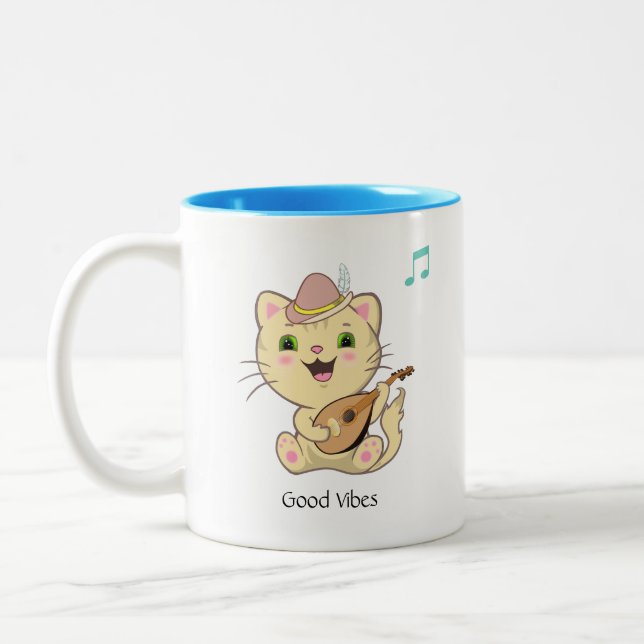 Tasse 2 Couleurs Joli Gingembre Musical Tabby Chat Coff à deux tons (Gauche)