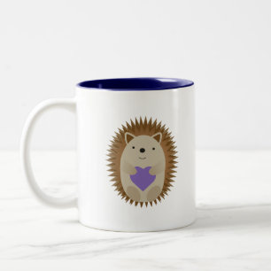 Tasse 2 Couleurs Joli hegehog embrassant un coeur pourpre