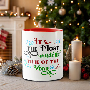 Tasse 2 Couleurs Joli 'Le Plus Merveilleux Moment' de Noël