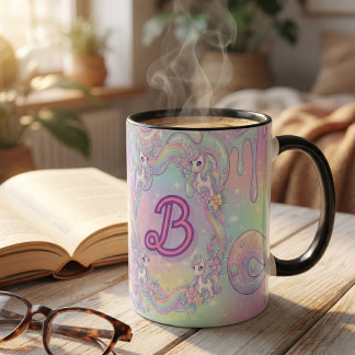 Tasse 2 Couleurs Joli Licorne Kawaii Pastel Arc-en-Ciel Magique