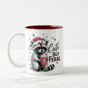 Tasse 2 Couleurs Joli Mais Feral Christmas Raccoon mignon Animal No