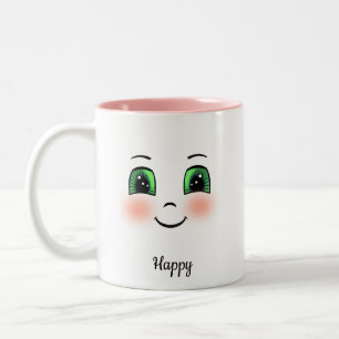 Tasse 2 Couleurs Joli visage blush heureux sur blanc