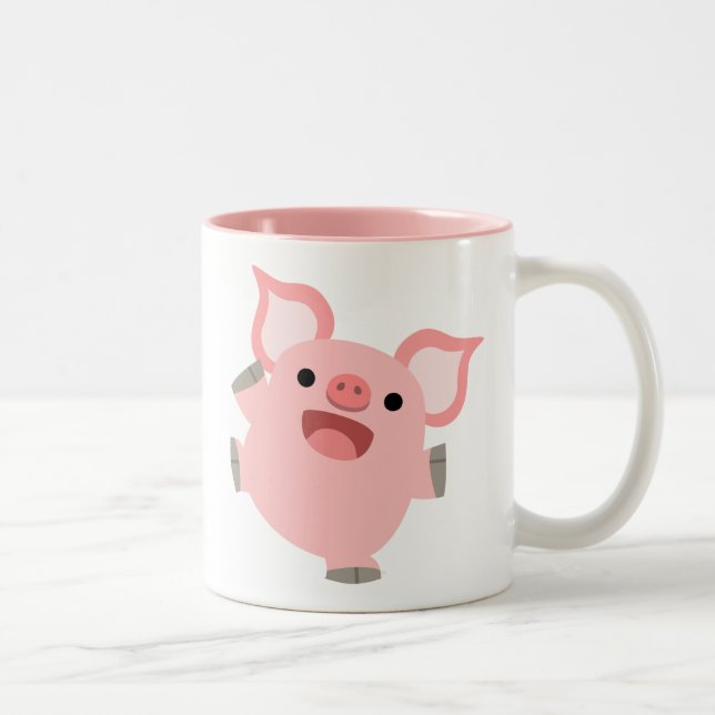 Tasse 2 Couleurs Jolie caricature Cochon (Droit)