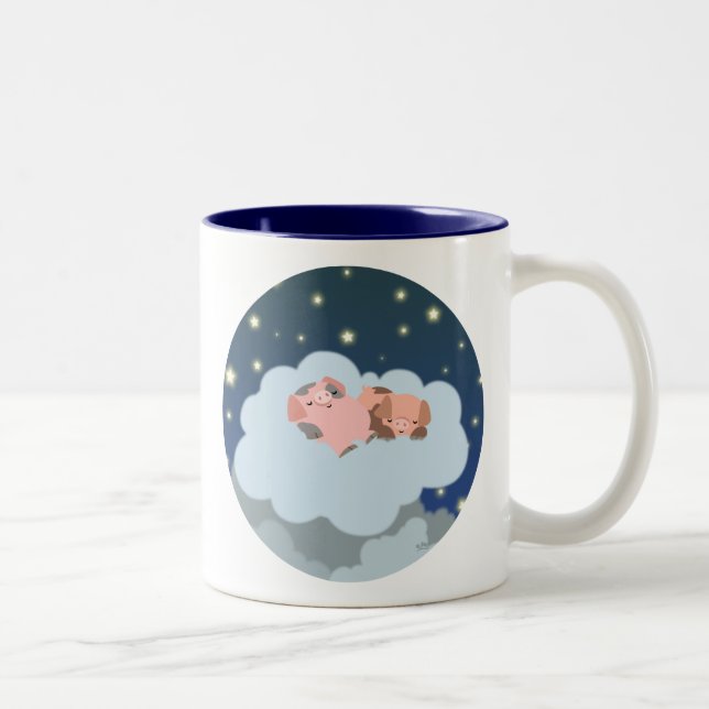 Tasse 2 Couleurs Jolie caricature Piglets de verre (Droit)