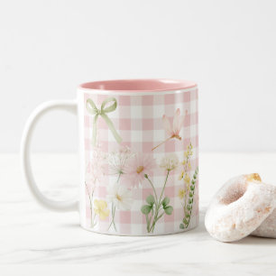 Tasse 2 Couleurs Jolie carreaux floraux roses
