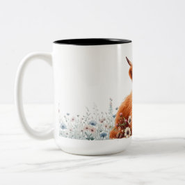 Tasse 2 Couleurs Jolie vache Florale Highland