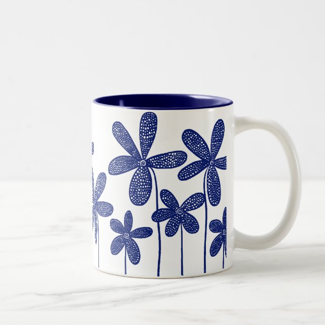 Tasse 2 Couleurs Jolies fleurs - bleu marine (Droit)