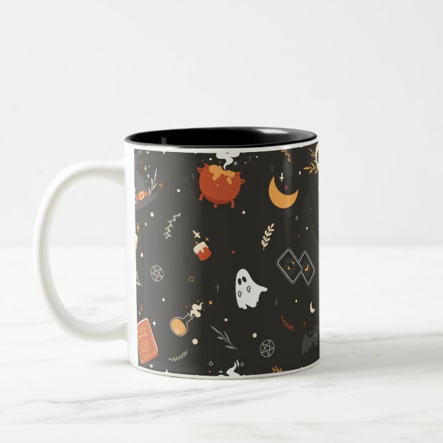 Tasse 2 Couleurs Jote Éffrayant Whimsical Halloween Motif Arrière - (Gauche)