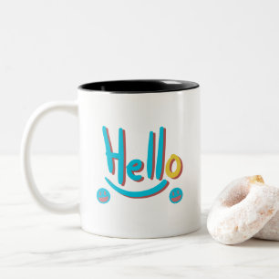 Tasse 2 Couleurs Jouer Abstrait Hello Motif Art