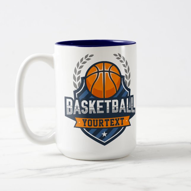 Tasse 2 Couleurs Joueur de basket AJOUTER LE NOM Varsity School Tea (Gauche)