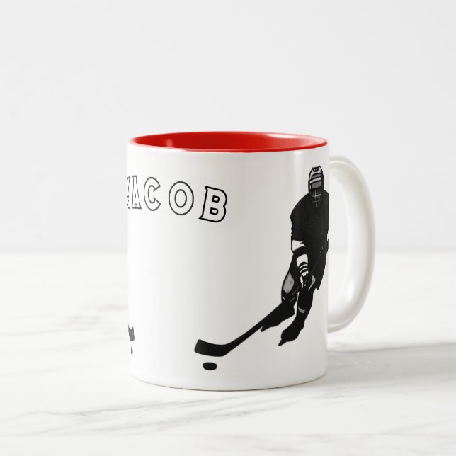 Tasse 2 Couleurs Joueur de hockey (Devant droit)