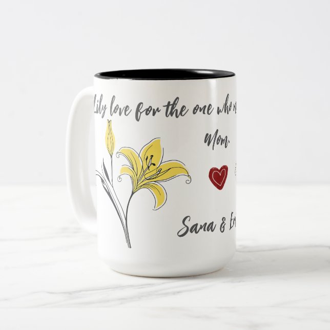 Tasse 2 Couleurs Jour des mères Lily Jaune (Devant gauche)
