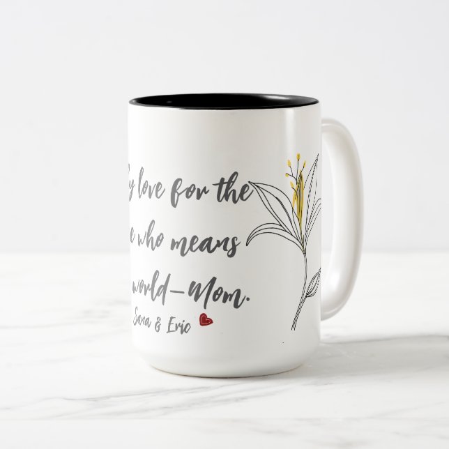 Tasse 2 Couleurs Jour des mères Lily Jaune (Devant droit)