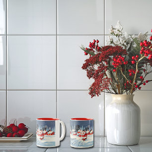 Tasse 2 Couleurs Jour d'hiver avec Cheval & Sleigh, Noël du Pays