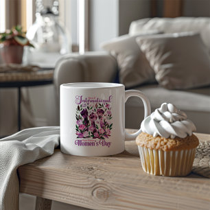 Tasse 2 Couleurs Journée internationale de la femme Poings floraux 