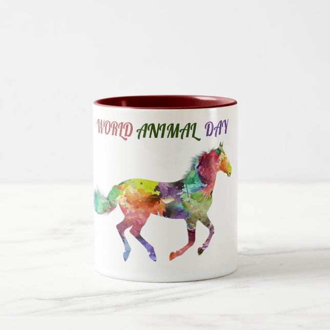 Tasse 2 Couleurs Journée mondiale des animaux (Centre)