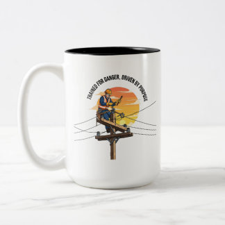 Tasse 2 Couleurs Journeyman Lineman Hero Sunset Illustration